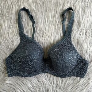 Berlei Barely There Lightly Lined Bra Women Size 34C Green Floral Lace Underwire